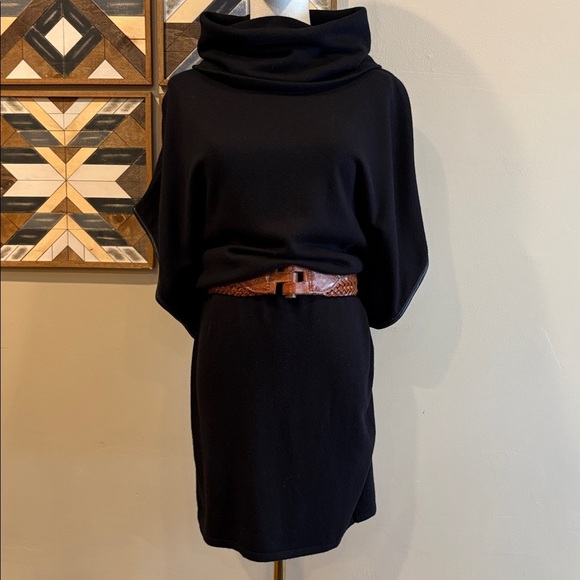 Ralph Lauren Dresses & Skirts - Vintage Ralph Lauren Black Cape Sleeve Cowl Neck Slouchy Sweater Dress sz Small